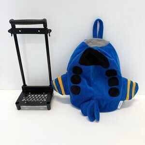 Popatu Kids Blue Fleece Airplane Rolling Backpack Trolley